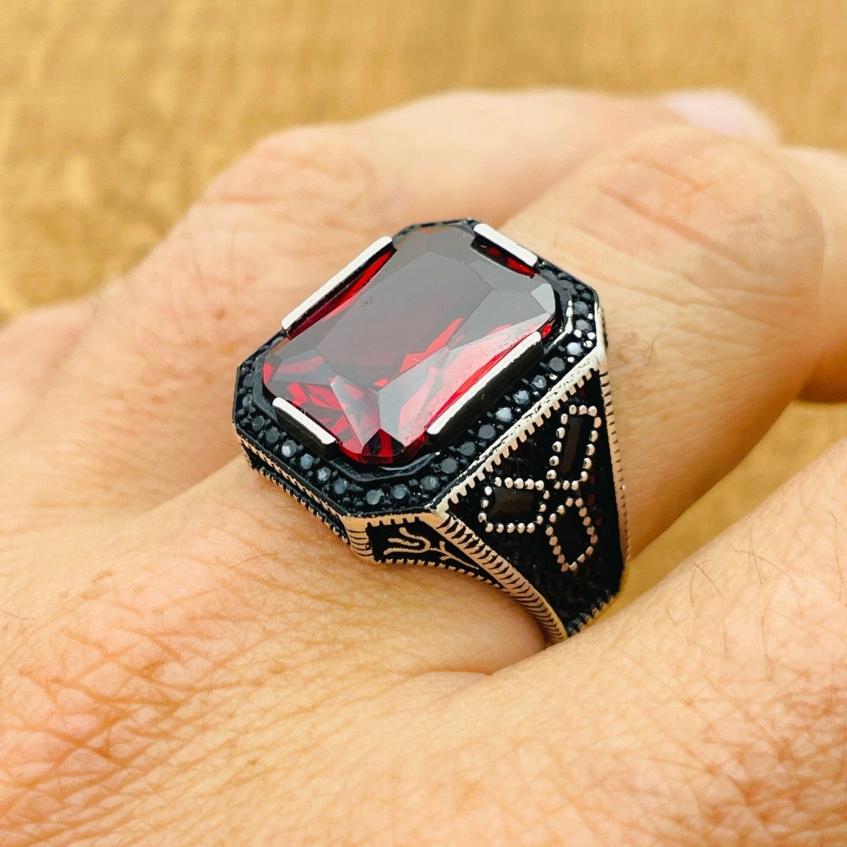 Ruby Stone Silver Ring - TryAladdin