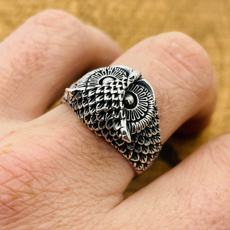 Silver Owl Head Statement Ring - TryAladdin