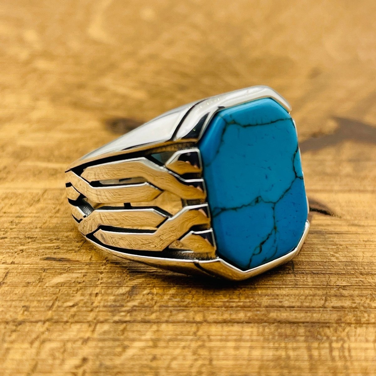 Square Blue Turquoise Ring - TryAladdin