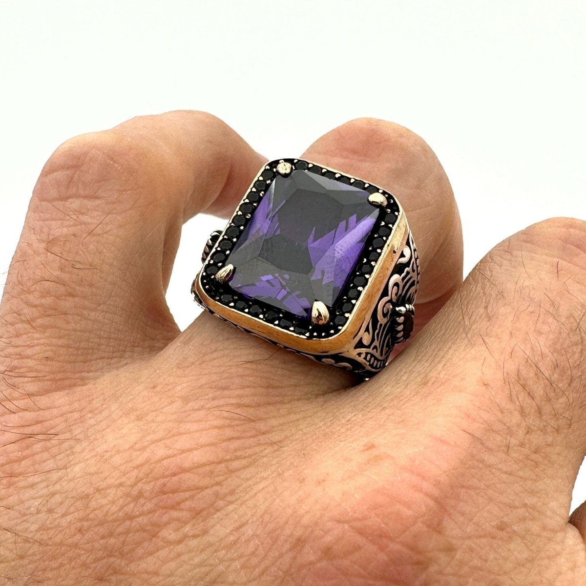 Square Purple Amethyst Stone Ring - TryAladdin