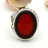 Step into Elegance with our Men's Red Agate Stone Ring - TryAladdin