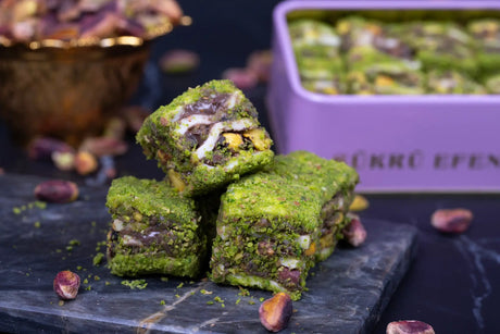 Sukru Efendi 1935 | Luxury Baklava Turkish Delight - Covered with Powdered Pistachio, Stuffed with Cocoa Cream and Pistachio - TryAladdin