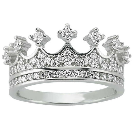 Taki | Queen King Crown Silver Ring with Stones - TryAladdin