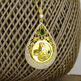 Taki | Silver Tugra Islamic Motivated Necklace Gold Plated with Stone Chain - TryAladdin