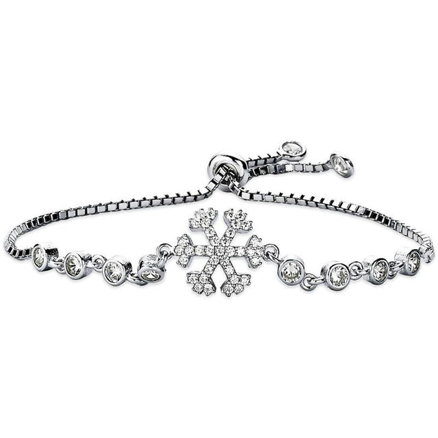 Taki | Snowflake Silver Bracelet with Stones and Flexible Lock - TryAladdin