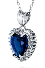 Taki | Titanic Heart of the Ocean v2 Navy Blue Sapphire Silver Necklace - TryAladdin