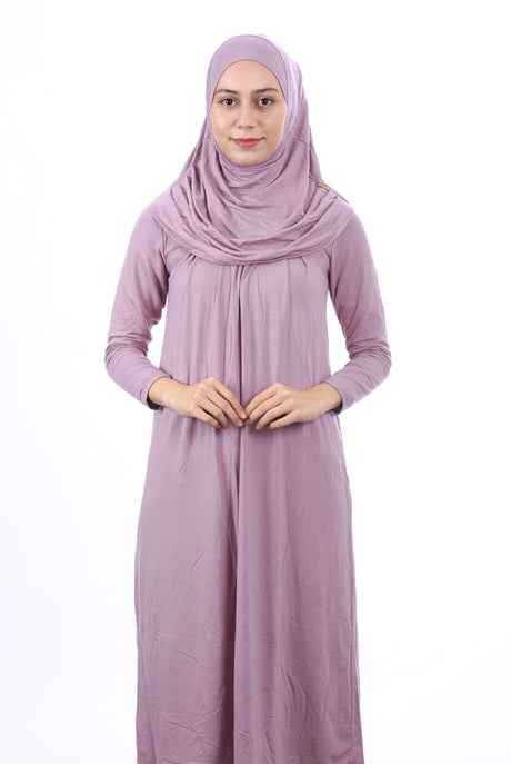 Teenage Size 12 - 15 Years Dried Rose One Piece Women's Prayer Dress with Headscarf - TryAladdin