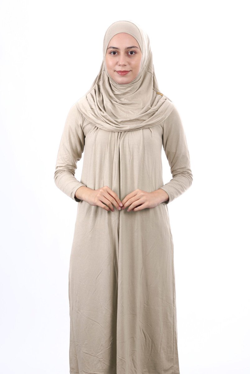 Teenage Size 12 - 15 Years Old Mink One Piece Women's Prayer Dress with Headscarf - TryAladdin