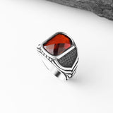 Tesbihevim | Men's Silver Ring with Zircon Stone - TryAladdin