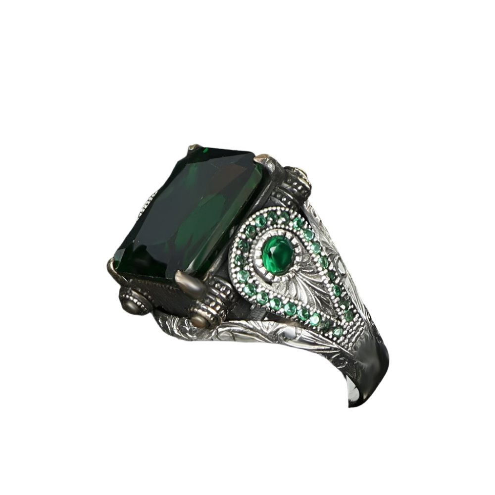 Tesbihevim | Men's Silver Ring with Zircon Stone - TryAladdin