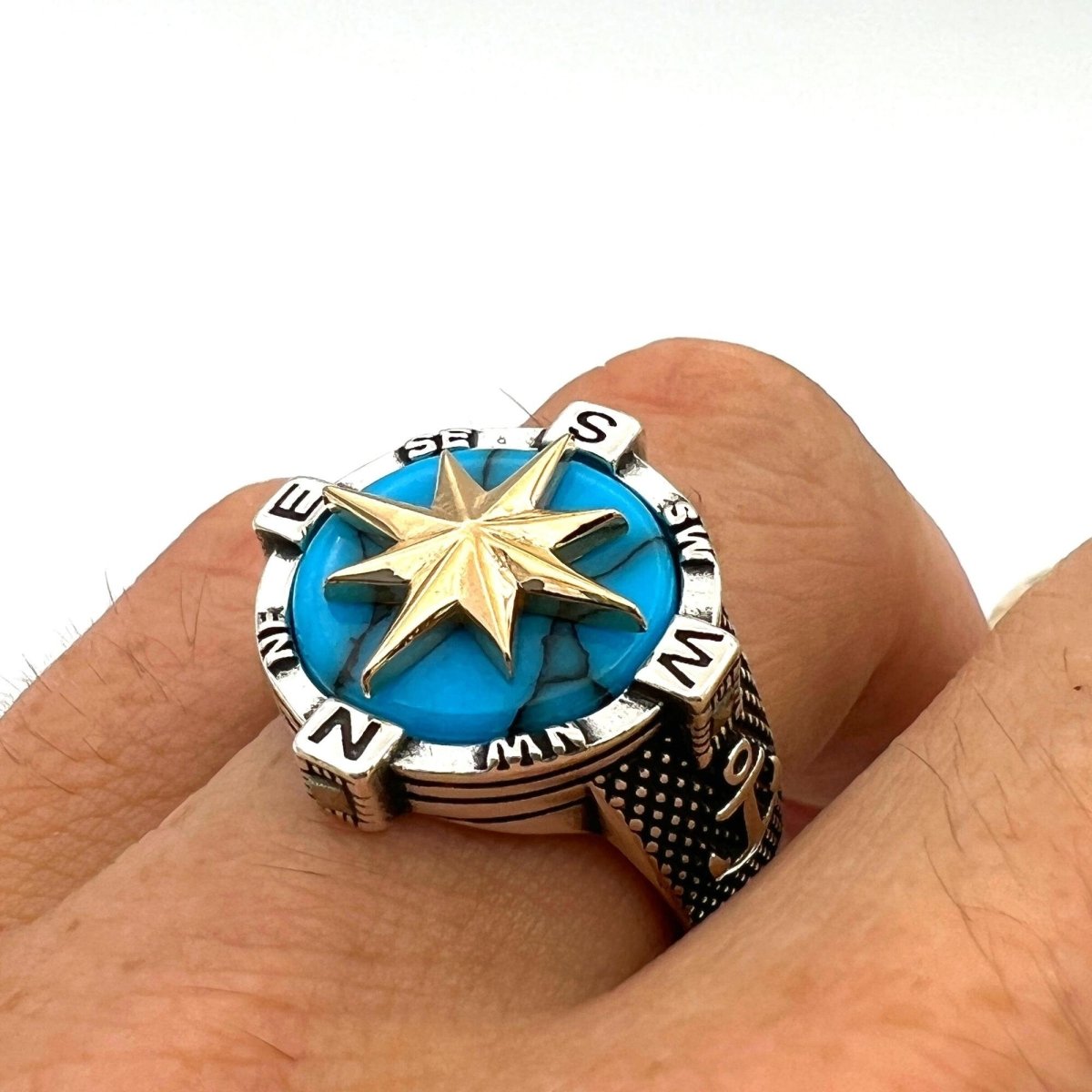 Turquoise Men's Handmade Silver Ring - TryAladdin