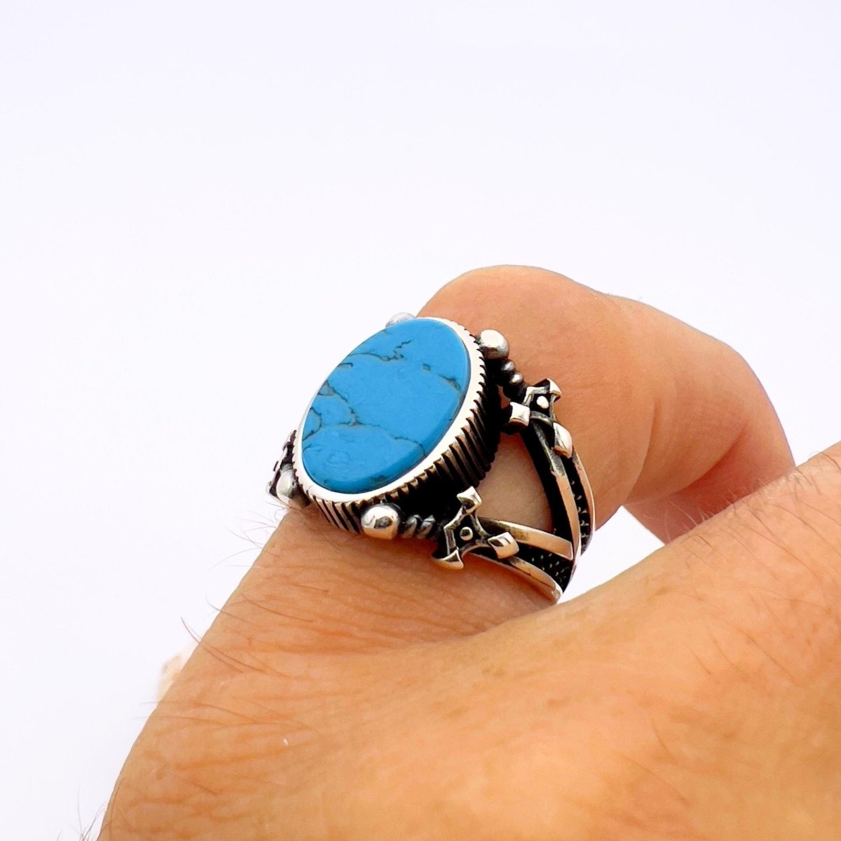 Turquoise Men's Silver Ring - TryAladdin