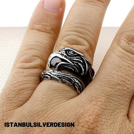 Unisex 925 Solid Silver Vulture Ring - TryAladdin