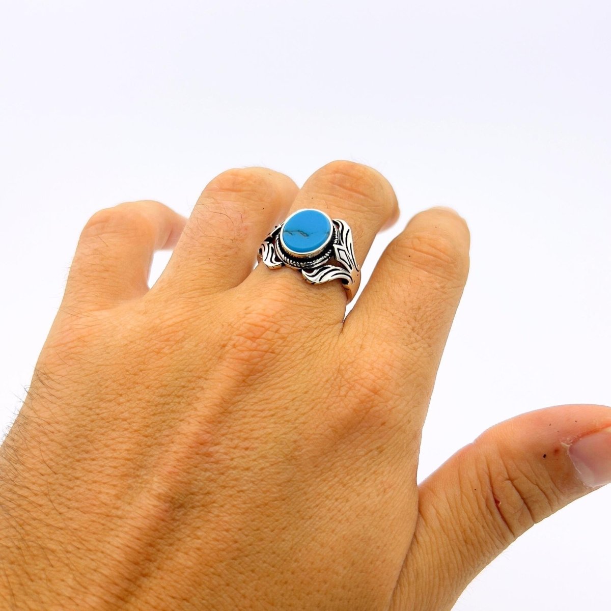 Unisex Blue Turquoise Stone Ring - TryAladdin