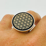 Unisex Flower Of Life Silver Ring - TryAladdin