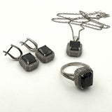 Women's Black Onyx Silver Jewelry Set - TryAladdin