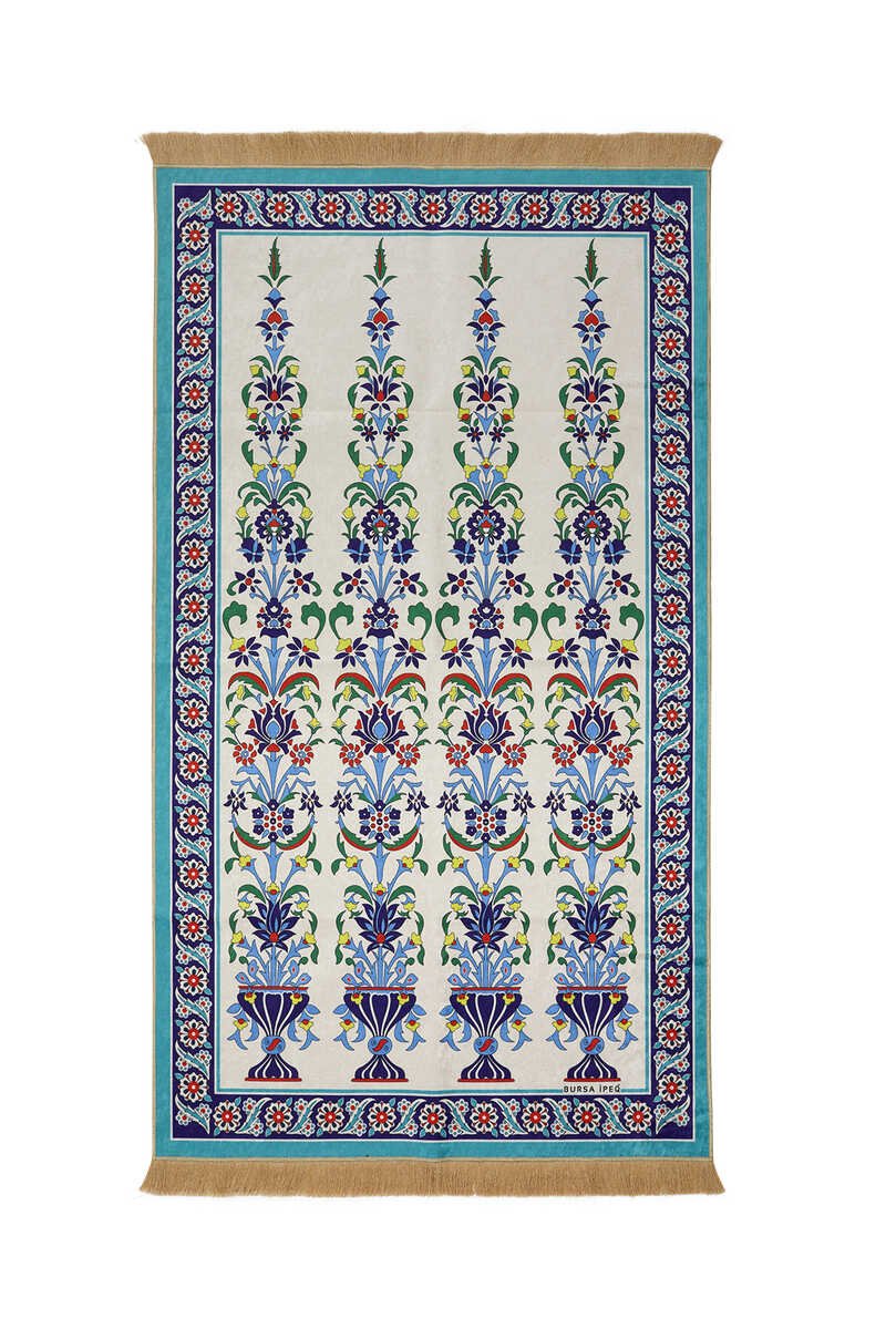 Bursa Ipek | Water Green Velvet Carpet Prayer Rug - TryAladdin