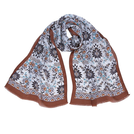 Cintemani Breathable Silk Scarf in Shiny Brown and Vibrant Orange - TryAladdin