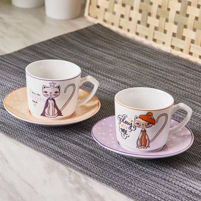 Karaca Fancy Cat 2 - Person Coffee Cup Set - TryAladdin