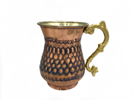 Lavina | Copper Cup with Honeycomb Pattern (10 cm) - TryAladdin