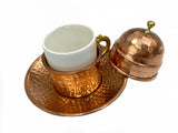 Lavina | Copper Turkish Coffee Cup with Lid and Plate (10 cm) - TryAladdin