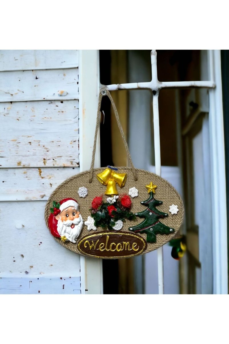 Welcome Printed Santa Claus Handmade Christmas Door Ornament - TryAladdin