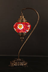 HND Handicraft | Handmade Glass Mosaic Medium Desk Lamp, Swan Neck Design - TryAladdin