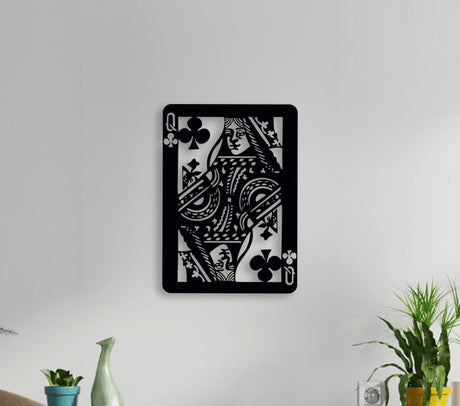 NR Dizayn | Queen of Clubs Metal Wall Art - TryAladdin