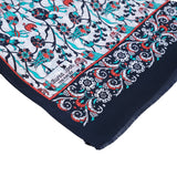 Sira Lale Elegant Silk Scarf in Black & Turquoise - TryAladdin