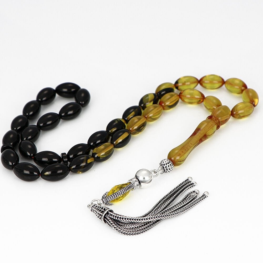 Tesbihevim | Amber Tasbih with Silver Kazaz Tassel - TryAladdin